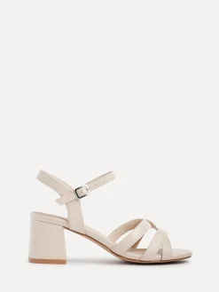 Linzi Nude Flair Heeled With Cross Front Straps Sandals Hot