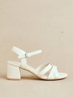 Linzi Nude Flair Heeled With Cross Front Straps Sandals Hot