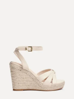 Linzi Goddess Wedge Sandals With Knotted Front Straps Nude Best