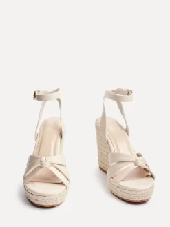 Linzi Goddess Wedge Sandals With Knotted Front Straps Nude Best