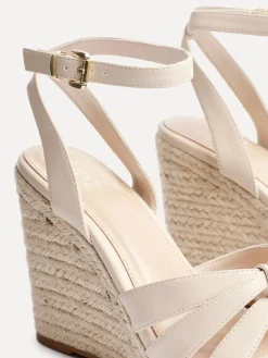 Linzi Goddess Wedge Sandals With Knotted Front Straps Nude Best