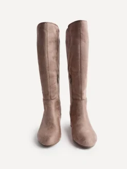 Linzi Nude Keaton High Leg Heeled Boots With Stretch Suede Back Hot