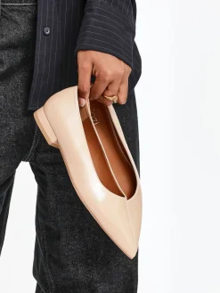 Linzi Wide Fit Compete Pointed Toe Ballet Flat Shoes Nude