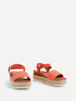 Linzi Panama Two Part Raffia Flatform Sandals Orange Outlet