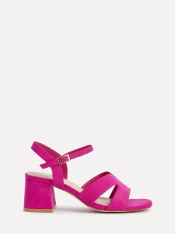 Linzi Pink Empire Wide Fit Link Detail Heeled Sandals Sale