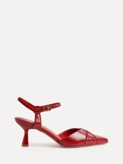 Linzi Pivot Stiletto Court Heels With Eyelet Front Detail Red Outlet