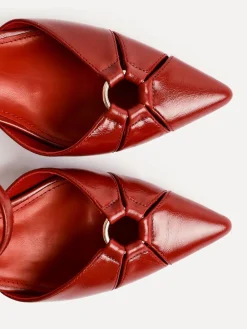 Linzi Pivot Stiletto Court Heels With Eyelet Front Detail Red Outlet