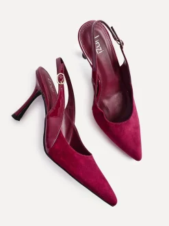 Linzi Wink Suede And Patent Mix Court Heels Red Outlet