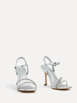 Linzi Mesmerize Diamanté Embellished Strappy Heel Silver New