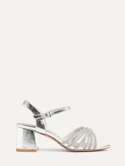 Linzi Strictly Wide Fit Diamante Crossover Heeled Sandals Silver Best
