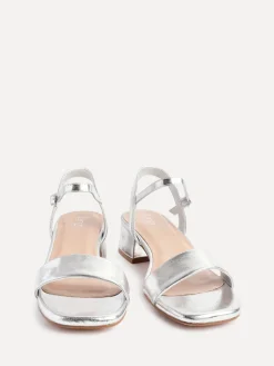Linzi Tillie Barely There Low Block Heel Sandals Silver Clearance