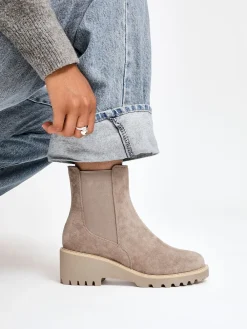 Linzi Taupe Attend Chelsea Wedge Boots New