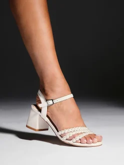 Linzi White Perla Heeled Sandals With Pearl Straps Hot