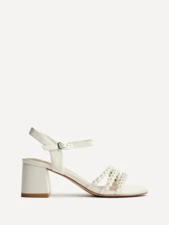 Linzi White Perla Heeled Sandals With Pearl Straps Hot