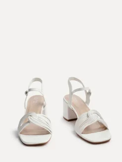 Linzi Susanna Block Heeled Sandals With Knotted Front Detail White New