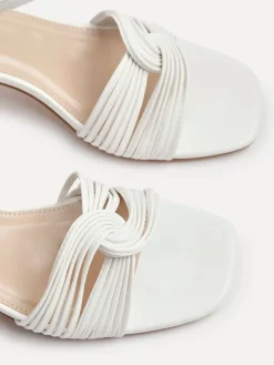 Linzi Susanna Block Heeled Sandals With Knotted Front Detail White New