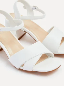 Linzi Wide Fit Vivian Heeled Sandals With Crossover Front Strap White Discount