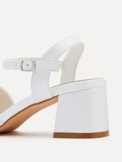 Linzi Wide Fit Vivian Heeled Sandals With Crossover Front Strap White Discount