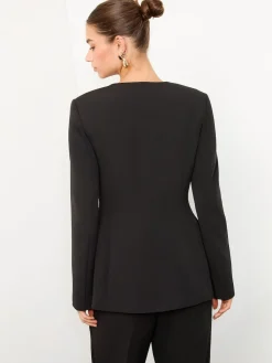 Lipsy Black Collarless Blazer New