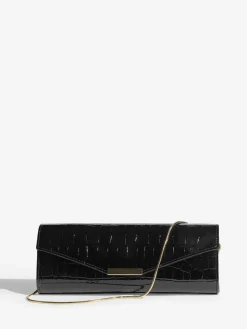 Lipsy Black Croc Affect Clutch Bag Clearance
