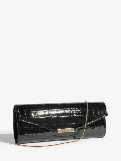 Lipsy Black Croc Affect Clutch Bag Clearance