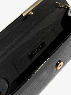 Lipsy Black Croc Affect Clutch Bag Clearance