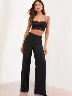 Lipsy Black Floral Print Lace Padded Bandeau Bra Sale