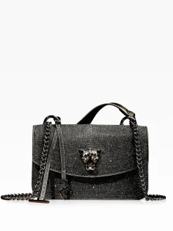 Lipsy Black Glitter Small Chain Shoulder Bag Outlet