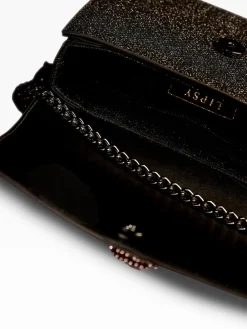 Lipsy Black Glitter Small Chain Shoulder Bag Outlet