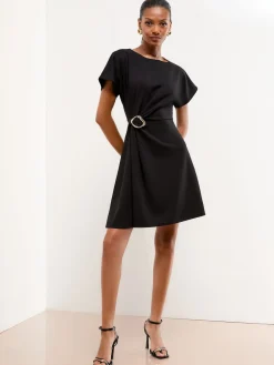 Lipsy Hardware Detail Mini Skater Dress Black