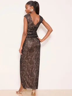 Lipsy Black Lace Inset Maxi Dress Hot