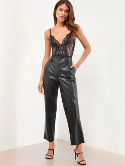 Lipsy Black Low Plunge Sequin Bodysuit Discount