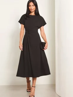 Lipsy Petite Knot Side Midi Dress Black Hot