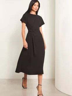Lipsy Petite Knot Side Midi Dress Black Hot