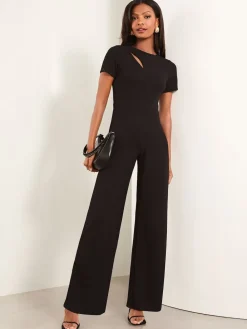 Lipsy Black Petite Short Sleeve Splice Jumpsuit Best