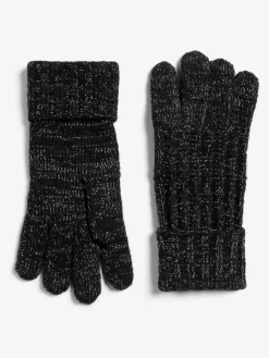 Lipsy Shimmer Ribbed Knitted Gloves Black Sale