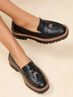 Lipsy Standard Fit Chunky Snaffle Trim Detail Faux Leather Loafers Black Best