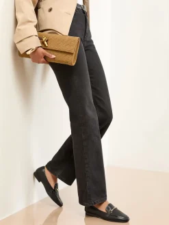 Lipsy Standard Fit Snaffle Faux Leather Loafers Black Clearance