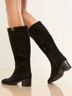 Lipsy Standard fit Knee High Boots Black Clearance