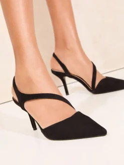 Lipsy Standard Fit Asymmetric Strap Court Shoes Black Hot