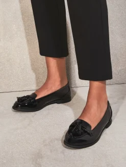 Lipsy Black Standard Fit Patent Flat Tassel Loafers