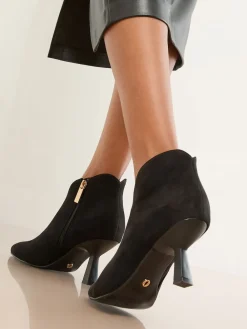Lipsy Black Wide Fit Faux Suede Low Heel Ankle Kitten Heels Outlet