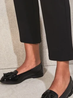 Lipsy Black Wide Fit Patent Flat Tassel Loafers Best