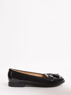 Lipsy Black Wide Fit Patent Flat Tassel Loafers Best