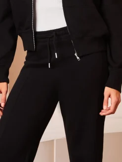 Lipsy Wide Leg Sweat Joggers Black Clearance