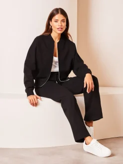 Lipsy Wide Leg Sweat Joggers Black Clearance