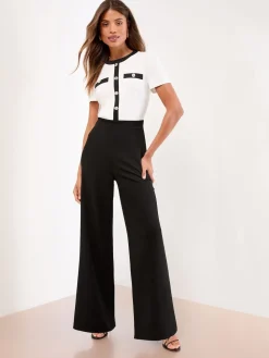 Lipsy Military Buttoned Jumpsuit Black/White Online