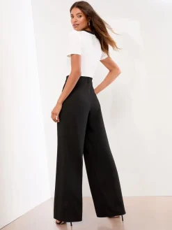 Lipsy Military Buttoned Jumpsuit Black/White Online
