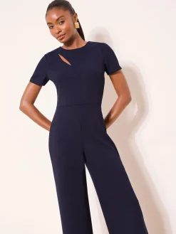 Lipsy Short Sleeve Splice Jumpsuit Blue/Navy Sale
