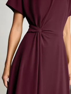 Lipsy Knot Side Midi Dress Burgundy Red Sale